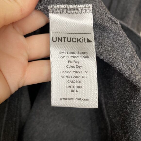 Untuckit Shirt Mens XL Gray Saxum Regular Fit Short Sleeve Crewneck Tee - Picture 6 of 7